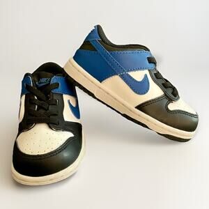 Nike Dunk Low Athletic Shoes Toddler Baby Unisex Boy Girl Size 8C Blue Black EUC